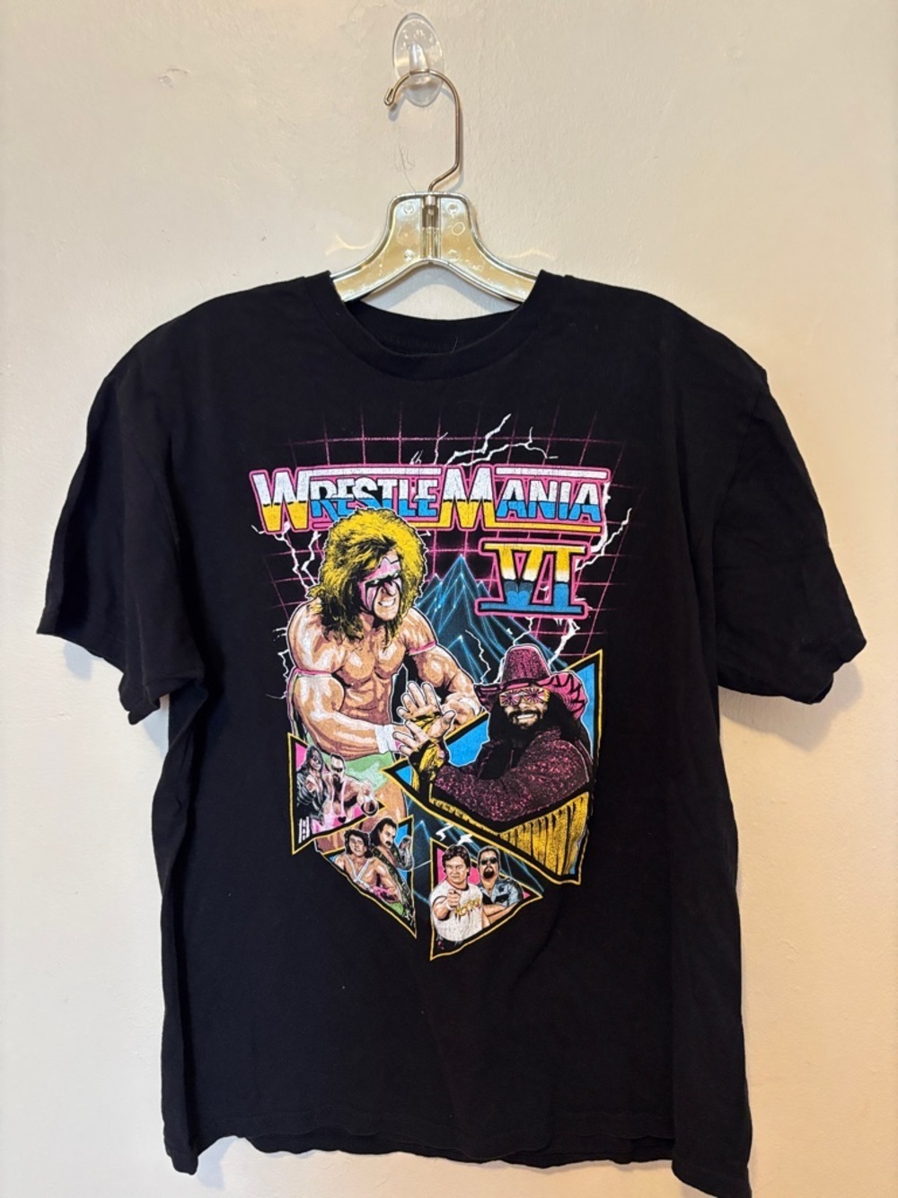 LG Black WrestleMania VI Retro Graphic Tee